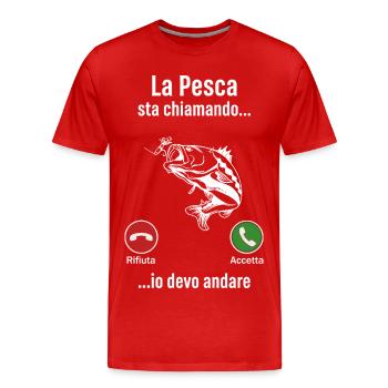 Maglietta Divertente Pesca - Regalo Pescatore - T-shirt bio Premium Homme - rouge - Devant - Damien (186cm)