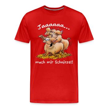 Ja, mach mir Schnitzel - Männer Premium Bio T-Shirt - Rot - Vorne - Damien (186cm)