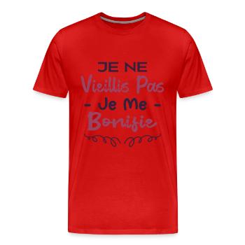 Je ne vieillis pas cadeau - T-shirt bio Premium Homme - rouge - Devant - Damien (186cm)