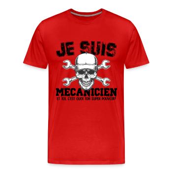 Je suis mécanicien super pouvoir - T-shirt bio Premium Homme - rouge - Devant - Damien (186cm)