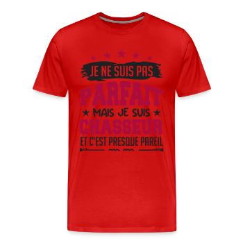 Parfait Chasseur | chasseur | chasse - T-shirt bio Premium Homme - rouge - Devant - Damien (186cm)