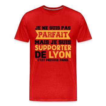 JE SUIS SUPPORTER DE LYON - T-shirt bio Premium Homme - rouge - Devant - Damien (186cm)