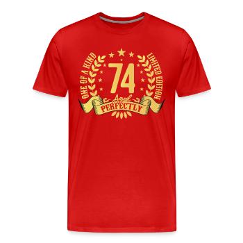 74 years birthday gift 74 years - Men's Premium Organic T-Shirt - red - Front - Damien (186cm)