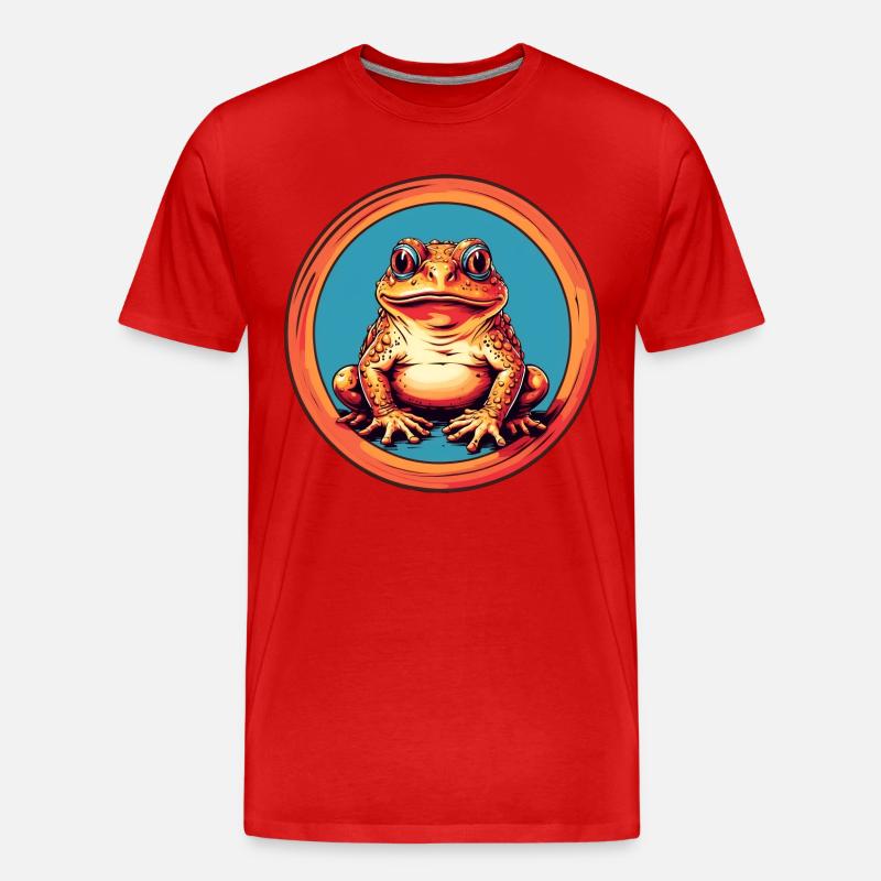 Frosch mit Mütze auf Farbklecksen - Männer Premium Bio T-Shirt - Rot