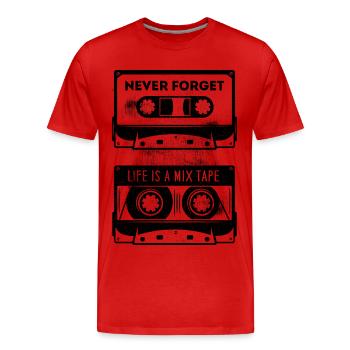 Cassette Never Forget - Men's Premium Organic T-Shirt - red - Front - Damien (186cm)