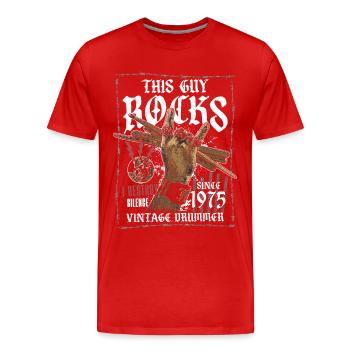 1975 Vintage Drums Drummer Anniversaire - T-shirt bio Premium Homme - rouge - Devant - Damien (186cm)