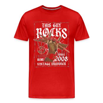 2008 Vintage Drum Drummer Birthday - Men's Premium Organic T-Shirt - red - Front - Damien (186cm)