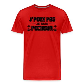 je peux pas je suis pêcheur | pêche - T-shirt bio Premium Homme - rouge - Devant - Damien (186cm)