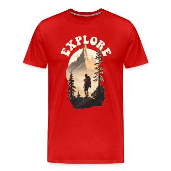 Explore Trekking Adventure - Men's Premium Organic T-Shirt - red - Front - Damien (186cm)