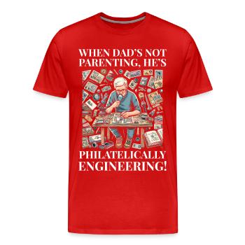 Timbres-poste d’époque Collectionneur de papa - T-shirt bio Premium Homme - rouge - Devant - Damien (186cm)