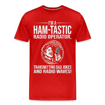 Amateur-tastischer Funker überträgt Papa-Witze - Männer Premium Bio T-Shirt - Rot - Vorne - Damien (186cm)