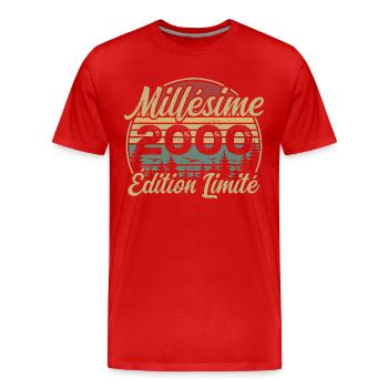 Vintage 2000 - 24th Anniversary Gift - Men's Premium Organic T-Shirt - red - Front - Damien (186cm)
