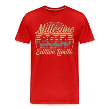 2014 Vintage - 10th Anniversary Gift - Men's Premium Organic T-Shirt - red - Front - Damien (186cm)