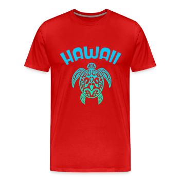Hawaii Island USA Surfing Honolulu Turtle Hula - Men's Premium Organic T-Shirt - red - Front - Damien (186cm)