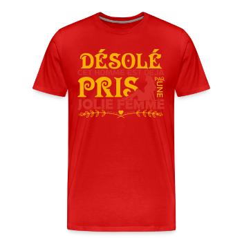 Cadeau Mari Copain Le meilleur copain du monde !! - T-shirt bio Premium Homme - rouge - Devant - Damien (186cm)