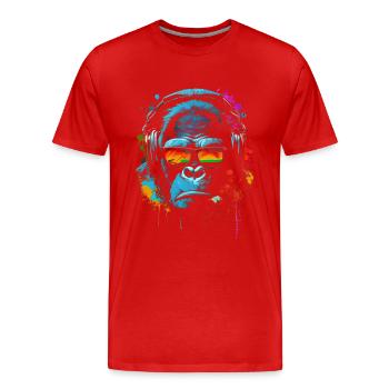 Monkey DJ Écouteurs Lunettes Soleil - T-shirt bio Premium Homme - rouge - Devant - Damien (186cm)