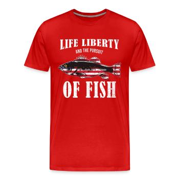 Life Liberty & The Pursuit Of Fish USA Fishing - Men's Premium Organic T-Shirt - red - Front - Damien (186cm)