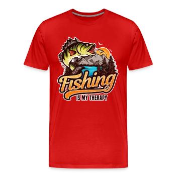 Angeln ist meine Therapie Lustiges Angeln Fischer Geschenk - Männer Premium Bio T-Shirt - Rot - Vorne - Damien (186cm)