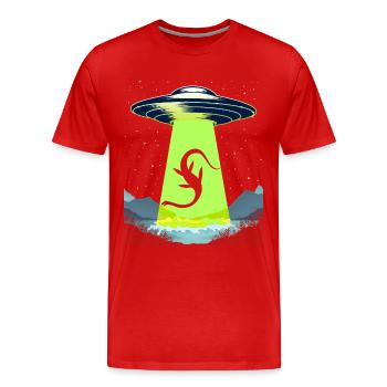 Drôle Loch Ness Monster Nessie Alien Abduction OVNI - T-shirt bio Premium Homme - rouge - Devant - Damien (186cm)