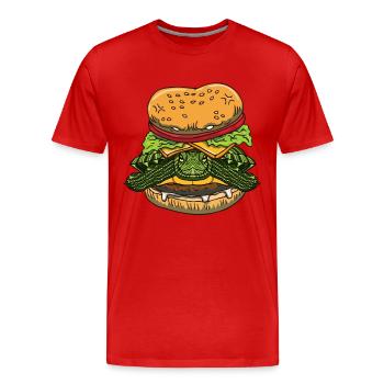Drôle de Red Eared Slider Propriétaire Burger - T-shirt bio Premium Homme - rouge - Devant - Damien (186cm)
