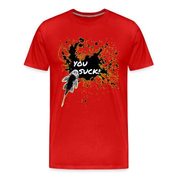 Vous sucez pleco keeper sucker fish - T-shirt bio Premium Homme - rouge - Devant - Damien (186cm)