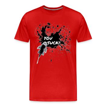 Vous sucez Pleco Keeper Sucker Fish Design - T-shirt bio Premium Homme - rouge - Devant - Damien (186cm)