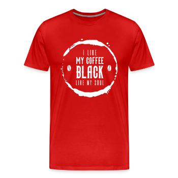 J’aime mon café noir comme mon âme drôle de café - T-shirt bio Premium Homme - rouge - Devant - Damien (186cm)
