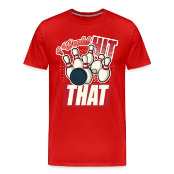 Je frapperais ce drôle de bowling retro bowler - T-shirt bio Premium Homme - rouge - Devant - Damien (186cm)