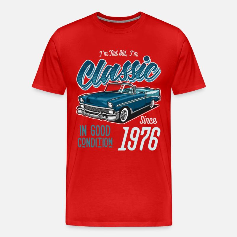 Ich bin nicht alt Ich bin Oldtimer Oldtimer Jahrgang 1976 - Männer Premium Bio T-Shirt - Rot