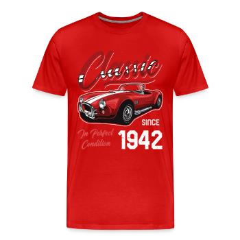 Je ne suis pas vieux Je suis une voiture classique vintage née en 1942 - T-shirt bio Premium Homme - rouge - Devant - Damien (186cm)