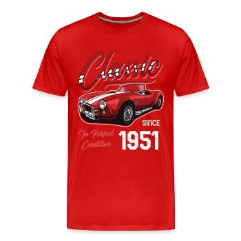 Je ne suis pas vieux Je suis une voiture classique vintage née en 1951 - T-shirt bio Premium Homme - rouge - Devant - Damien (186cm)
