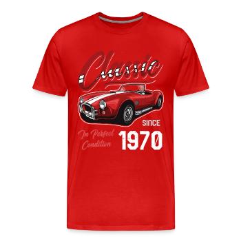 Je ne suis pas vieux Je suis une voiture classique vintage née en 1970 - T-shirt bio Premium Homme - rouge - Devant - Damien (186cm)