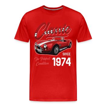 Je ne suis pas vieux Je suis une voiture classique vintage née en 1974 - T-shirt bio Premium Homme - rouge - Devant - Damien (186cm)