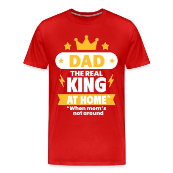 Papa, der wahre König zu Hause - Männer Premium Bio T-Shirt - Rot - Vorne - Damien (186cm)