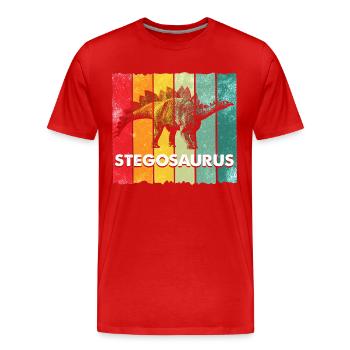 Stegosaurus Dinosaurier - Männer Premium Bio T-Shirt - Rot - Vorne - Damien (186cm)