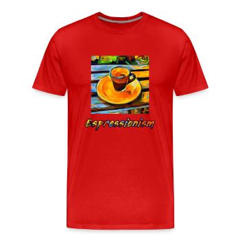 Un expresso expressionniste devient espressionnisme - T-shirt bio Premium Homme - rouge - Devant - Damien (186cm)
