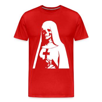 Entdecken Sie die dunkle Seite mit Horror Nun, Occult, a - Männer Premium Bio T-Shirt - Rot - Vorne - Damien (186cm)