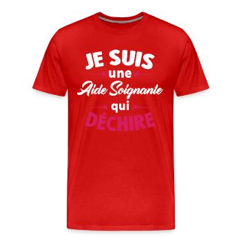 Je Suis Une Aide Soignante Qui Déchire - T-shirt bio Premium Homme - rouge - Devant - Damien (186cm)