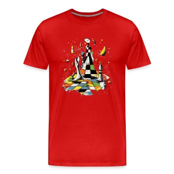 The genius of the chessboard - Men's Premium Organic T-Shirt - red - Front - Damien (186cm)