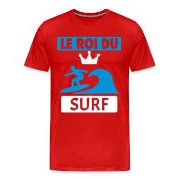 Le roi du surf idée cadeau Surfeur Humour Noël - T-shirt bio Premium Homme - rouge - Devant - Damien (186cm)