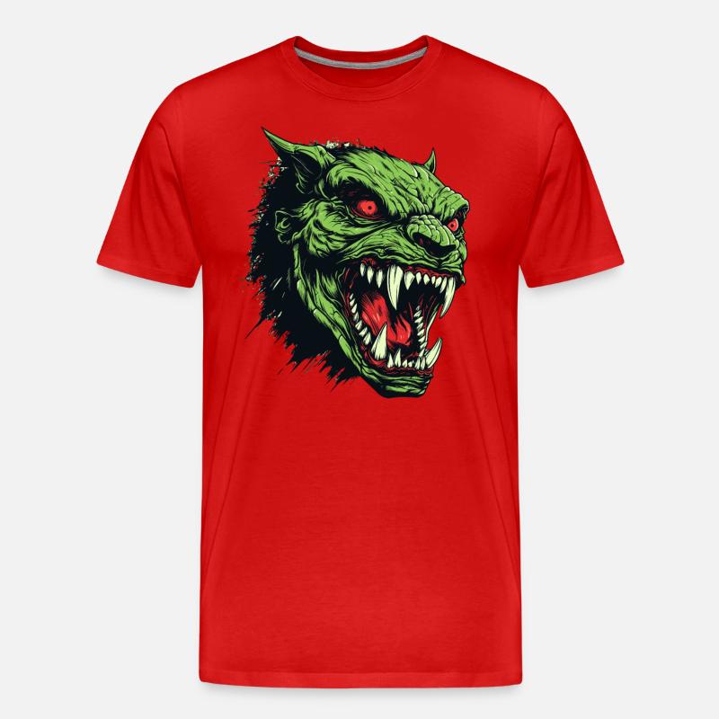 Orkkopf, Dämon, Ghul - Männer Premium Bio T-Shirt - Rot