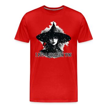 Sorcière, je te jette un sort - T-shirt bio Premium Homme - rouge - Devant - Damien (186cm)