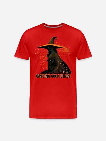 Witch Casting Vibes, Halloween - Men's Premium Organic T-Shirt - red