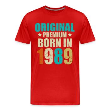 1989 Original Birthday Year - T-shirt bio Premium Homme - rouge - Devant - Damien (186cm)