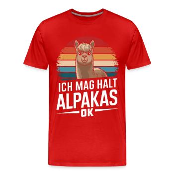 Alpaga lama alpaga animal - T-shirt bio Premium Homme - rouge - Devant - Damien (186cm)
