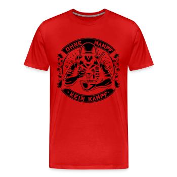 Ohne Mampf kein Kampf! 💪😄 🍔🔥 - Männer Premium Bio T-Shirt - Rot - Vorne - Damien (186cm)
