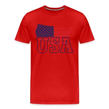 Carte des États-Unis - T-shirt bio Premium Homme - rouge - Devant - Damien (186cm)