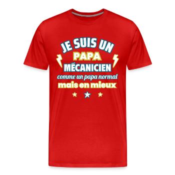 Papa mécanicien, cadeau fête des pères,Noël - T-shirt bio Premium Homme - rouge - Devant - Damien (186cm)