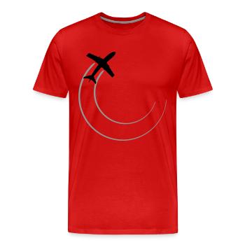 cercle rond lignes haut vers le bas avion voler - T-shirt bio Premium Homme - rouge - Devant - Damien (186cm)