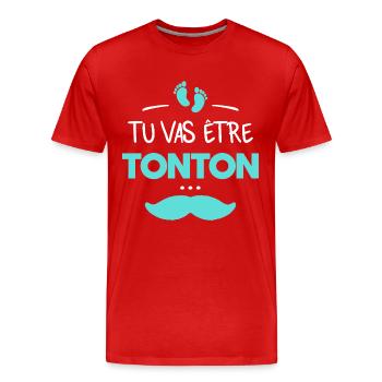 Tu vas être tonton - T-shirt bio Premium Homme - rouge - Devant - Damien (186cm)